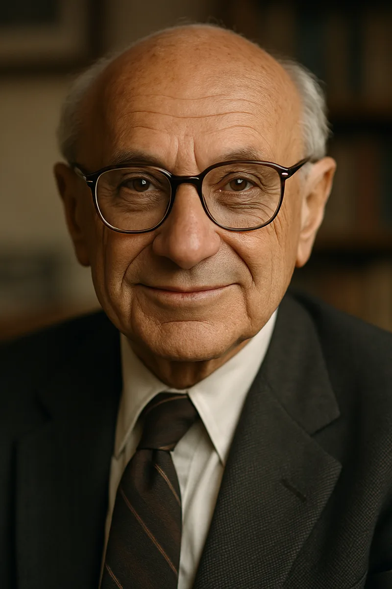 Portrait of Milton Friedman, famous for their inspirational quotes and wisdom